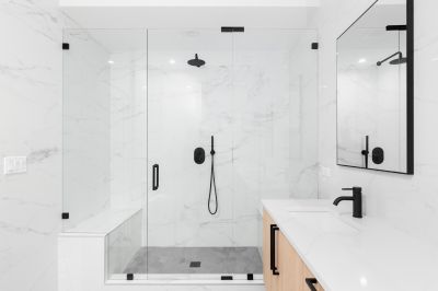 Elegant Shower with Frameless Door